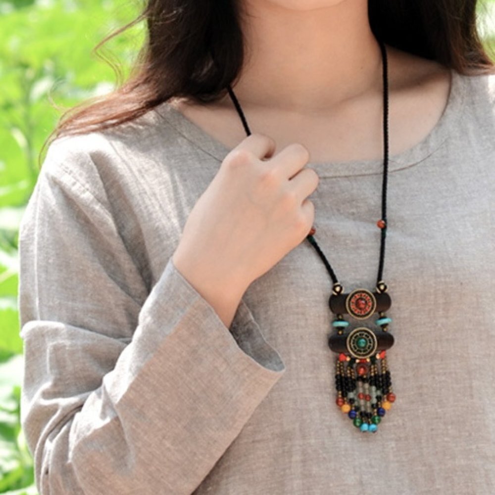 Statement necklace jewelry fashion Tibetan Ethnic beads brand new long